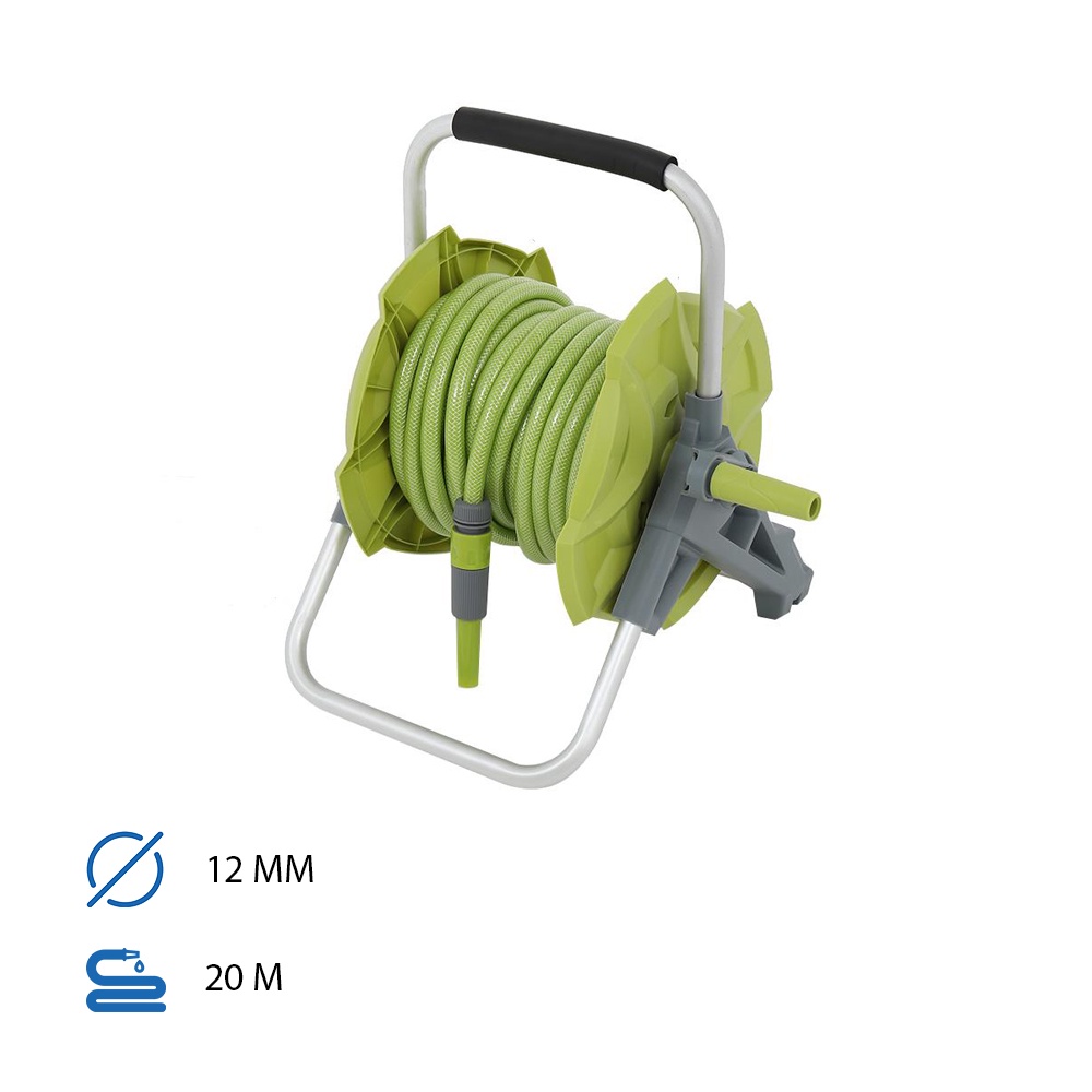 HomeBase SPRING Cuộn ống nước rulo bằng sợi thủy tinh Thái Lan W-07 12mm X20M W41XD39XH46cm màu xanh lá/xám