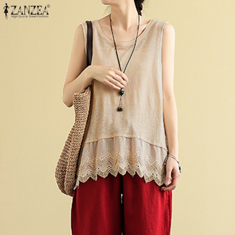 Áo ZANZEA Không Tay Phối Ren Thời Trang Cho Nữ | BigBuy360 - bigbuy360.vn