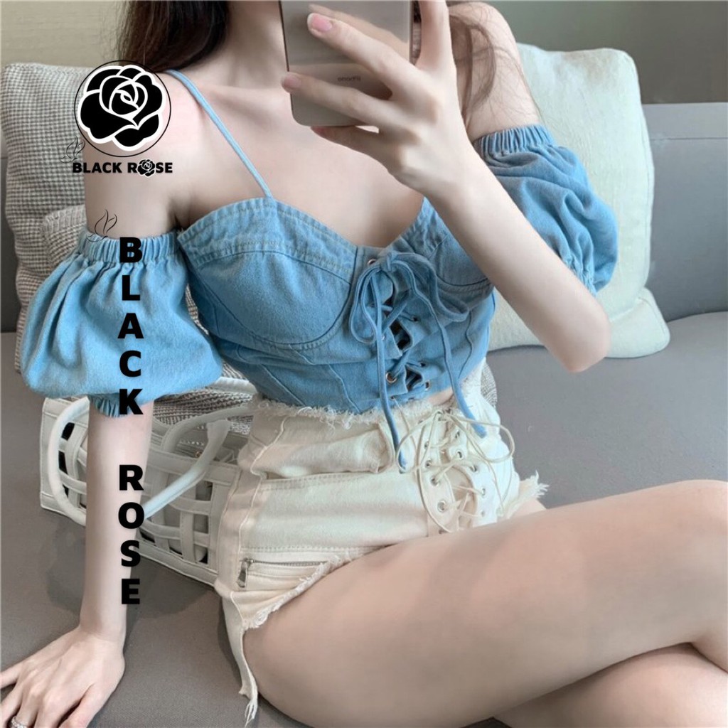 Áo Kiểu Nữ Jean Đẹp Hàn Quốc  Back Rose Aó Jean Rin Nữ Sexy Sang Chảnh Hot 2021 - TẤM BOUTIQUE