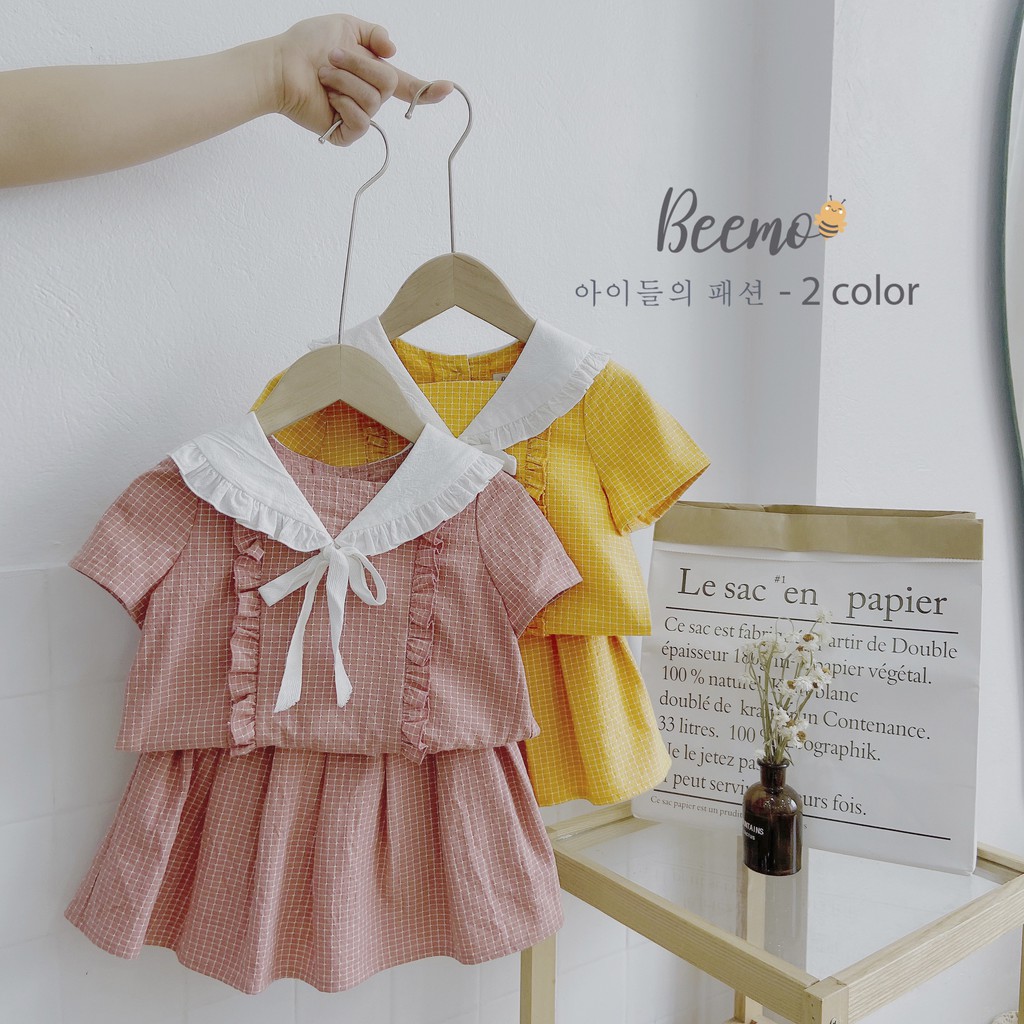 Váy cho bé gái GELU KIDS kẻ thô chất liệu thô mềm phong cách Hàn Quốc - SBG003