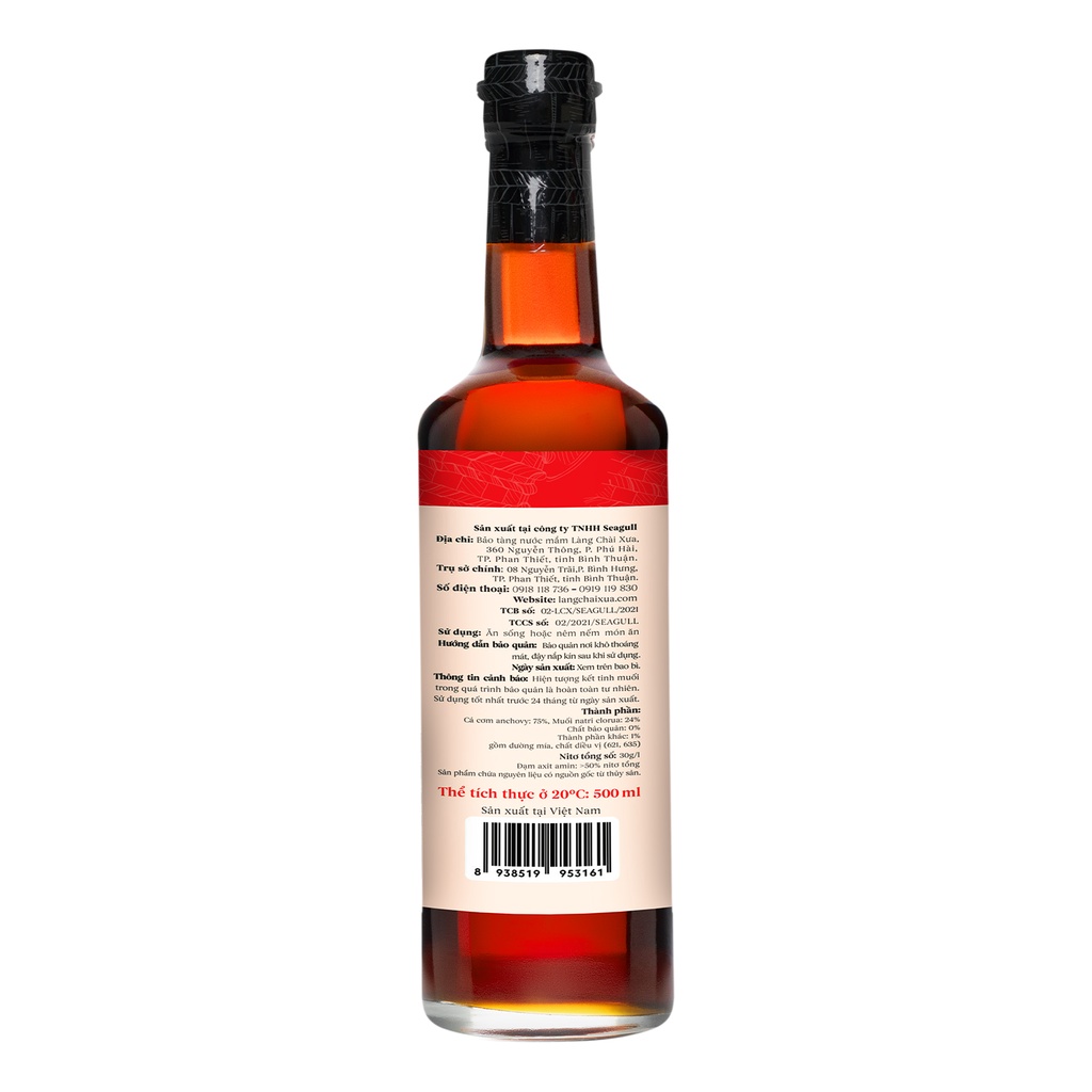 Làng Chài Xưa truyền thống nhãn đỏ chai thủy tinh 500ml cốt nhỉ đặc biệt