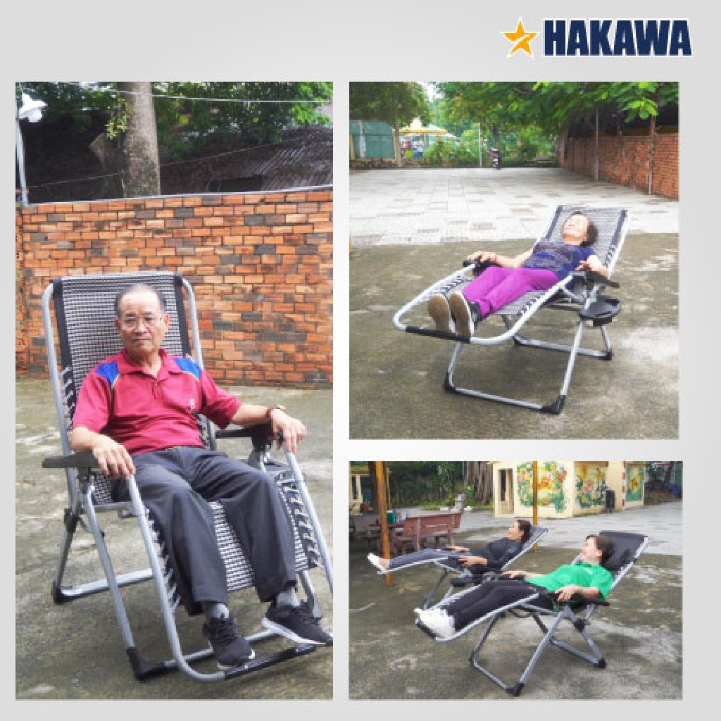 Ghế xếp HAKAWA HK-G21P - [Tặng đệm ghế nằm cao cấp, tặng luôn khay đựng ly &amp; gối]- Ghế xếp vải bố có khung thép không gỉ