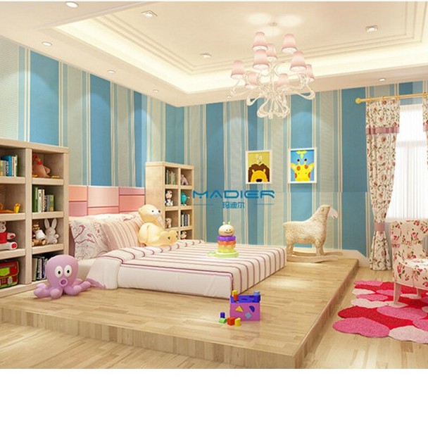 Decal giấy dán tường sọc xanh dương (khổ rộng 0.45m)