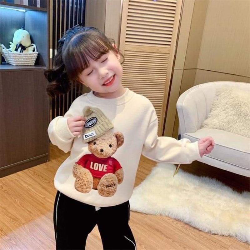 Áo nỉ bông in hình gấu dễ thương cho bé