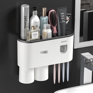 Bộ nhả kem đánh răng OENON, kệ treo tường đựng đồ nhà tắm, khay đựng bàn chải và cốc đánh răng cao cấp (2 cốc)