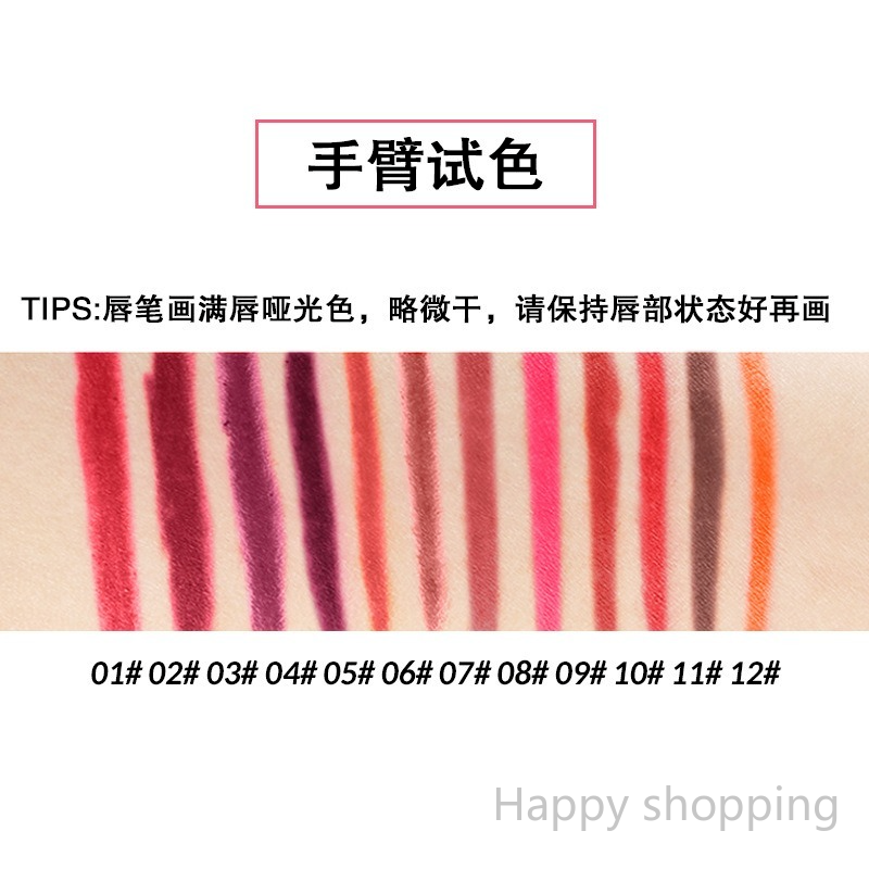 (Hàng Mới Về) Set 12 Chì Kẻ Viền Môi Chống Thấm Nước Màu Sắc Thời Trang | BigBuy360 - bigbuy360.vn