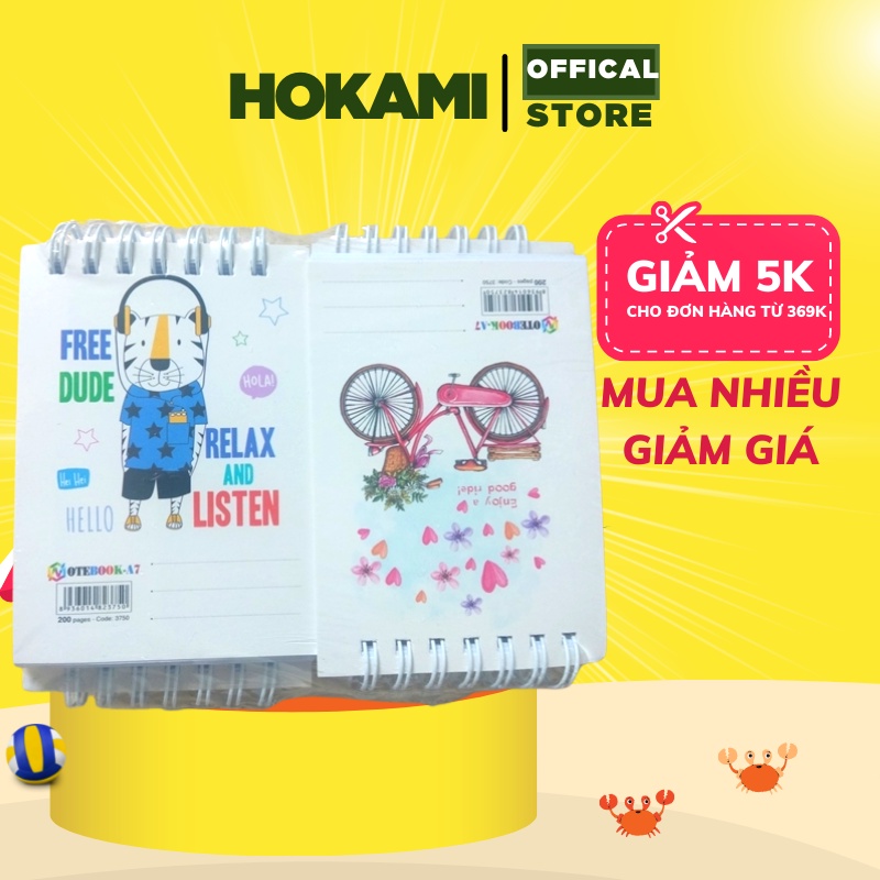 Sổ lò xo A7 hải tiến 200 trang - văn phòng phẩm - HOKAMI