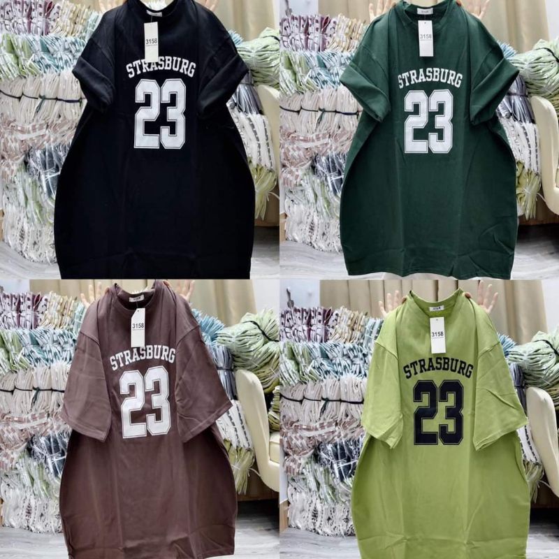 Áo Phông Tay Lỡ 3158 Cotton Khô Nam Nữ Unisex In Số 23