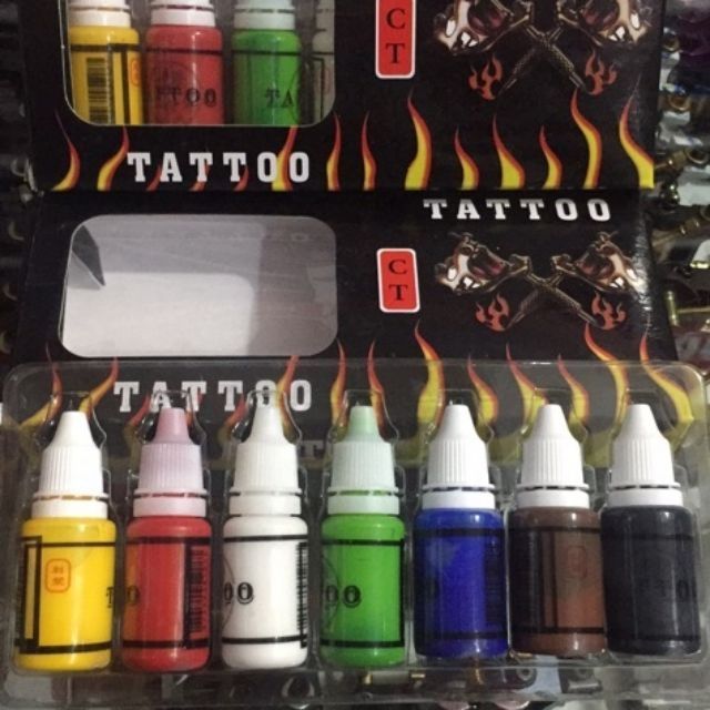 Bộ 7 màu mực tập xăm Tattoo Ink