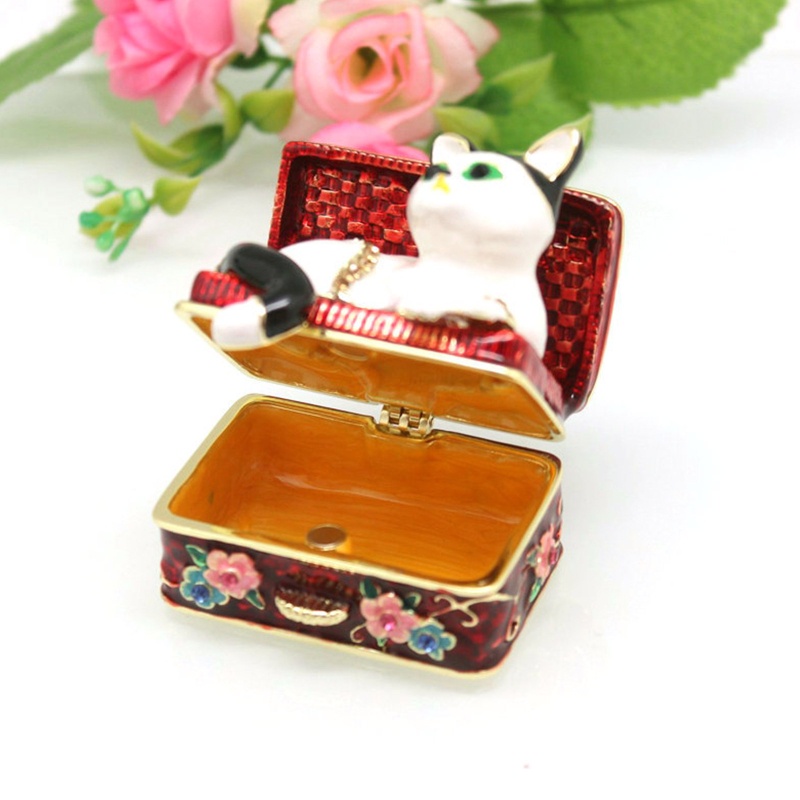 Flgo Hộp Đựng Trang Sức Hình Chú Mèo Tráng Men Mini Thời Trang Dùng Để Trang Trí Nội Thất