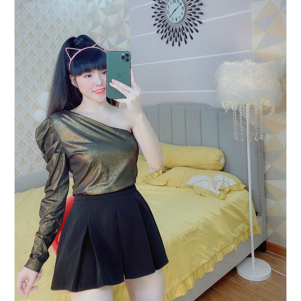 Áo kiểu nhũ 1 tay phồng bên xinh xinh cá tính sexy