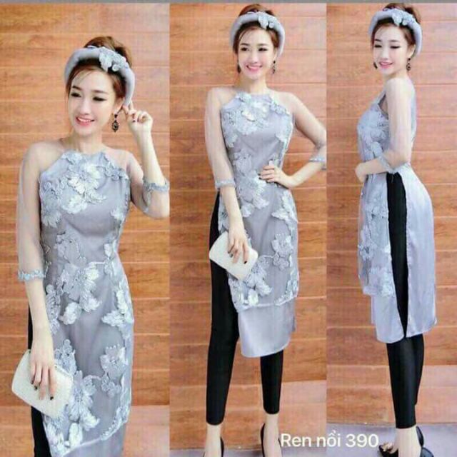 Áo dài phi lụa .  Kèm mấn (không kèm quần )ảnh thật cuối