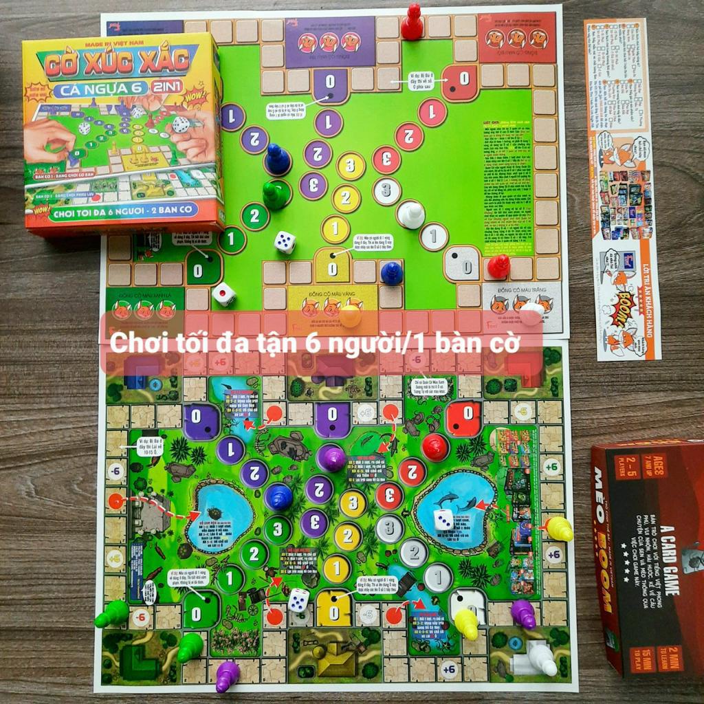 Board game-Cờ xúc xắc cá ngựa 6 người chơi Foxi-đồ chơi phát triển tư duy-dễ chơi-vui nhộn-giá siêu rẻ