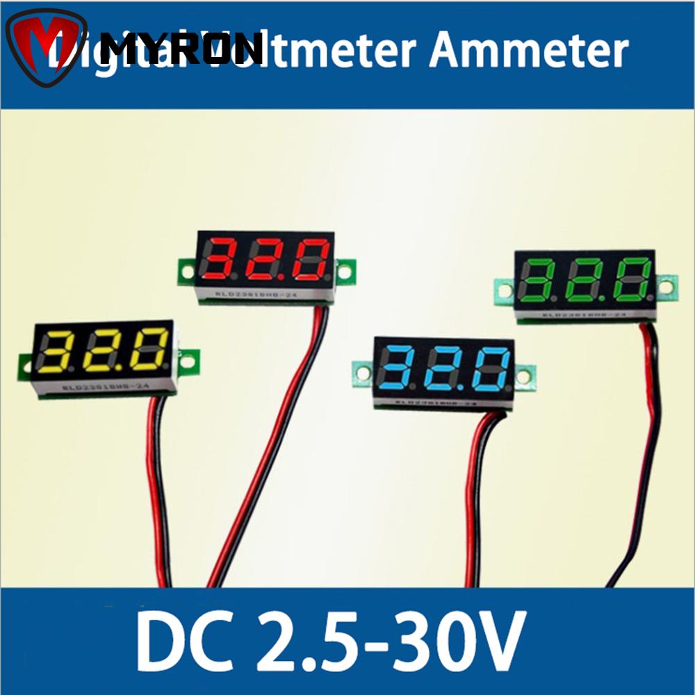 1 Vôn Kế Điện Tử Mini Dc 2.5-30v 3 Dây 2 Dây Có Màn Hình Led Nhiều Màu