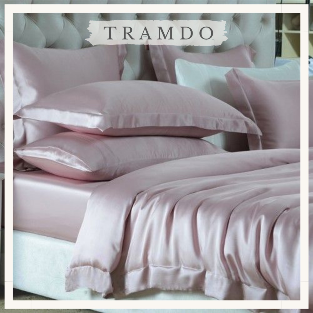 Bộ Chăn ga gối lụa cao cấp - Chăn ga giường sang trọng - TRAMDO BEDDING - Màu Hồng Nude