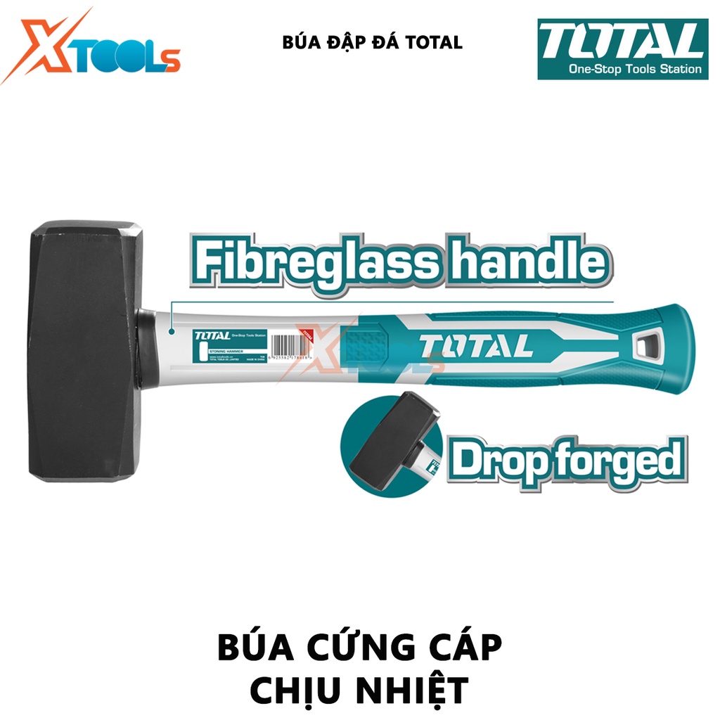 Búa tạ TOTAL | Búa đập đá Trọng lượng đầu búa: 1000g dùng để đập vỡ những vật liệu to lớn, cứng cáp khác như đá, gạch… [