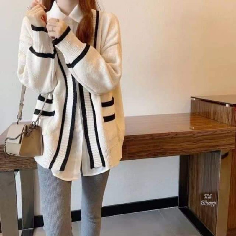 Áo khoác len viền hàng QC