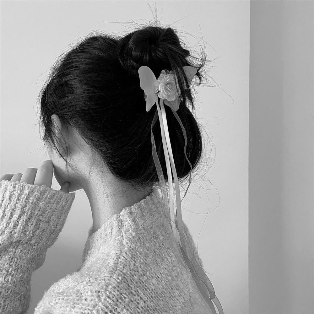 NICKOLAS Kẹp Càng Cua Cá Mập Đính Hoa Tua Rua Thanh Lịch Cho Nữ