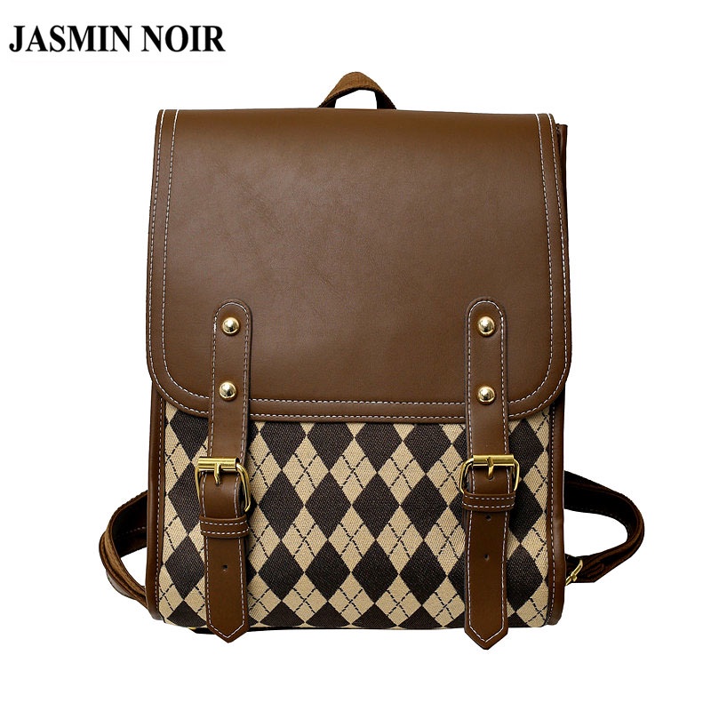 Ba Lô JASMIN NOIR Vuông Nhỏ Kẻ Sọc Ca Rô Cho Nữ