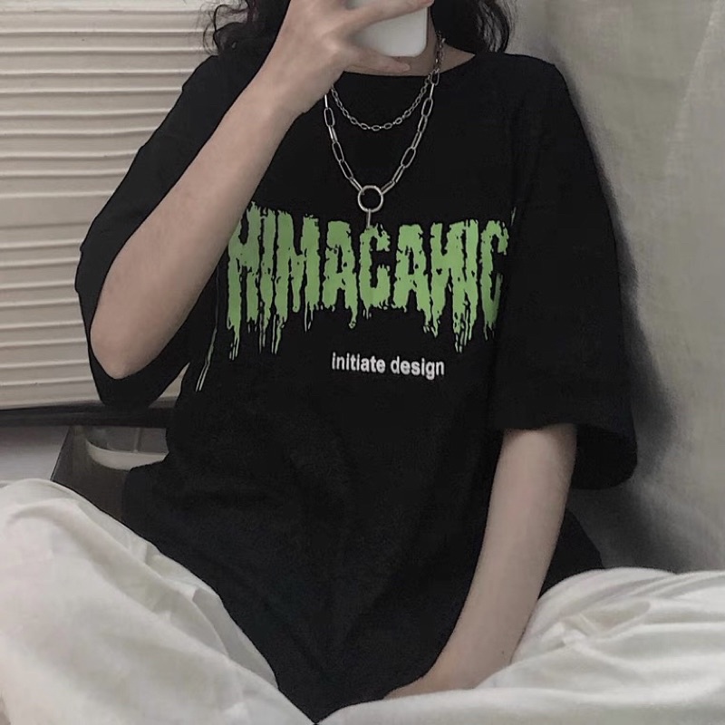 Áo phông form rộng chất cotton in hình MACA