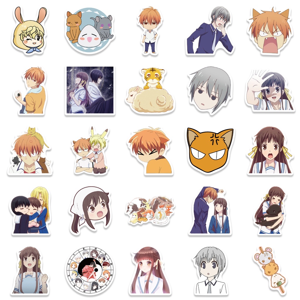 Y&P| Hình Dán Chống Nước Fruits Basket Nhật Bản Anime Mũ Bảo Hiểm Máy Tính Xách Tay Hành Lý Dán Thiết Lập, 50 tờ