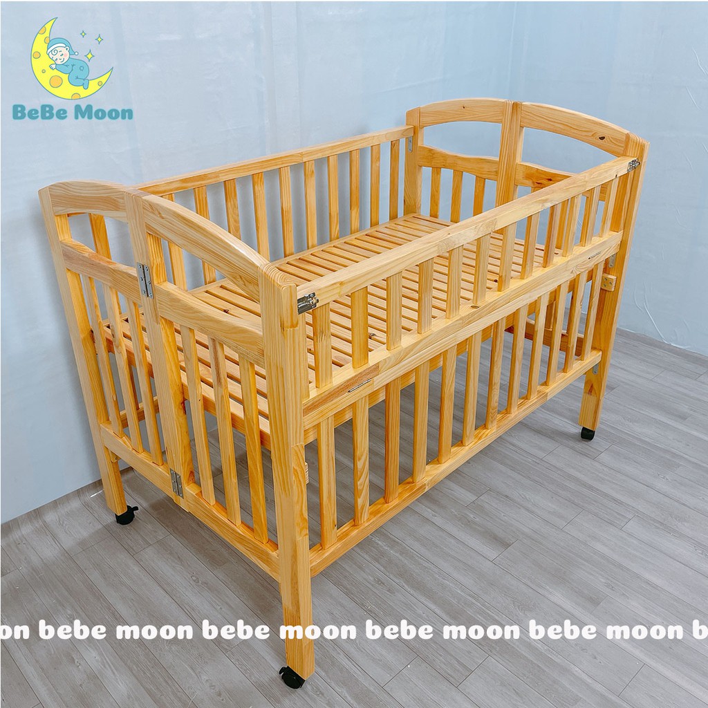 Bộ 4 bánh xe có khóa cho giường cũi bé BeBe Moon - Chất Liệu Thép Không Gỉ Nhụa PC Cao Cấp