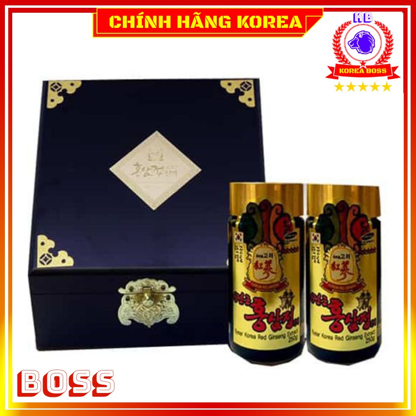 Cao Hồng Sâm Hàn Quốc, Cao Sâm Hộp Gỗ 2 Lọ Korea Boss