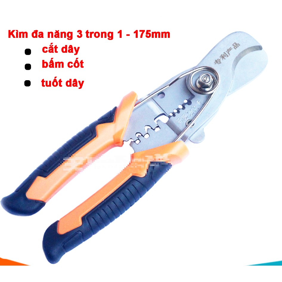 Kìm Đa Năng 3 Trong 1 (Cắt-Tuốt-Bấm Cốt)