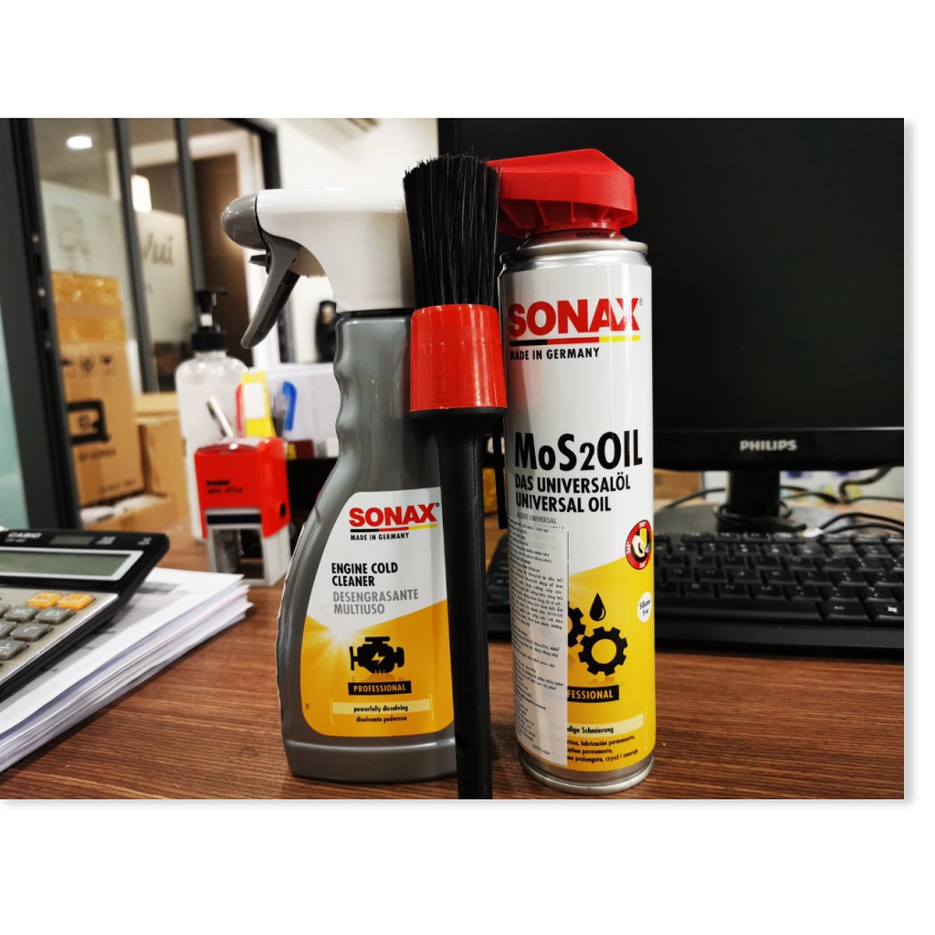 Combo Bảo Vệ Dưỡng Và Vệ Sinh Khoang Máy Sonax Chống Rỉ Sét Làm Sạch Vết Bẩn Tặng Cọ
