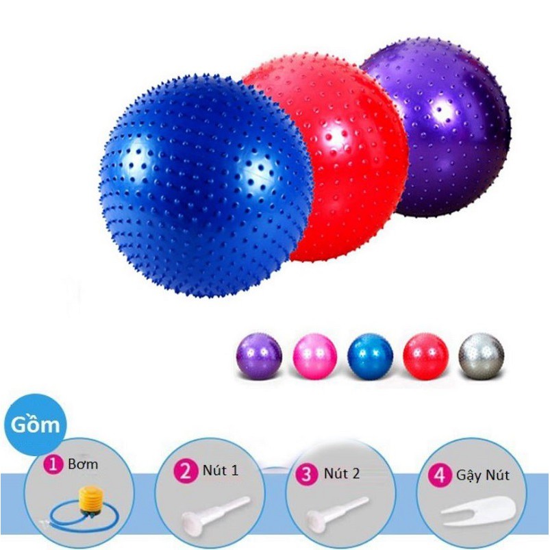 Bóng tập Yoga cao cấp có gai 75cm- Màu Vàng