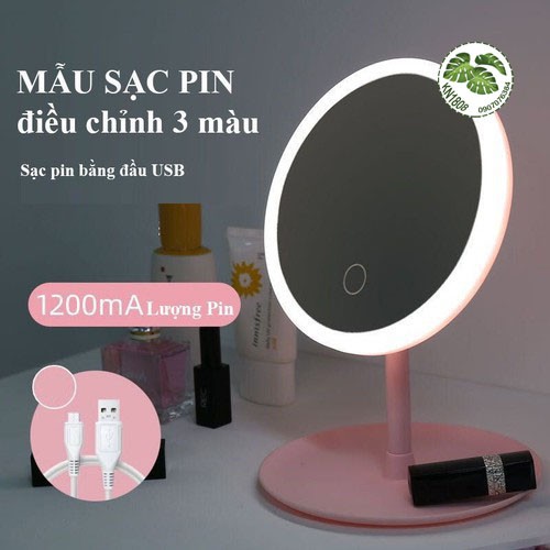 Gương 🌸FREE-SHIP🌸 Gương Trang Điểm Có Đèn Led Cảm Ứng  Loại cao cấp 28 CM  3 Chế Độ Ánh Sáng Để Bàn KN100