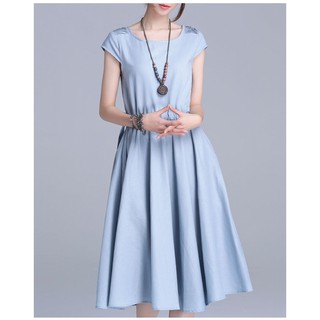 Đầm xòe thắt eo xếp ly vai - dx119