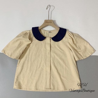 Sơ mi thô cổ bèo Vintage