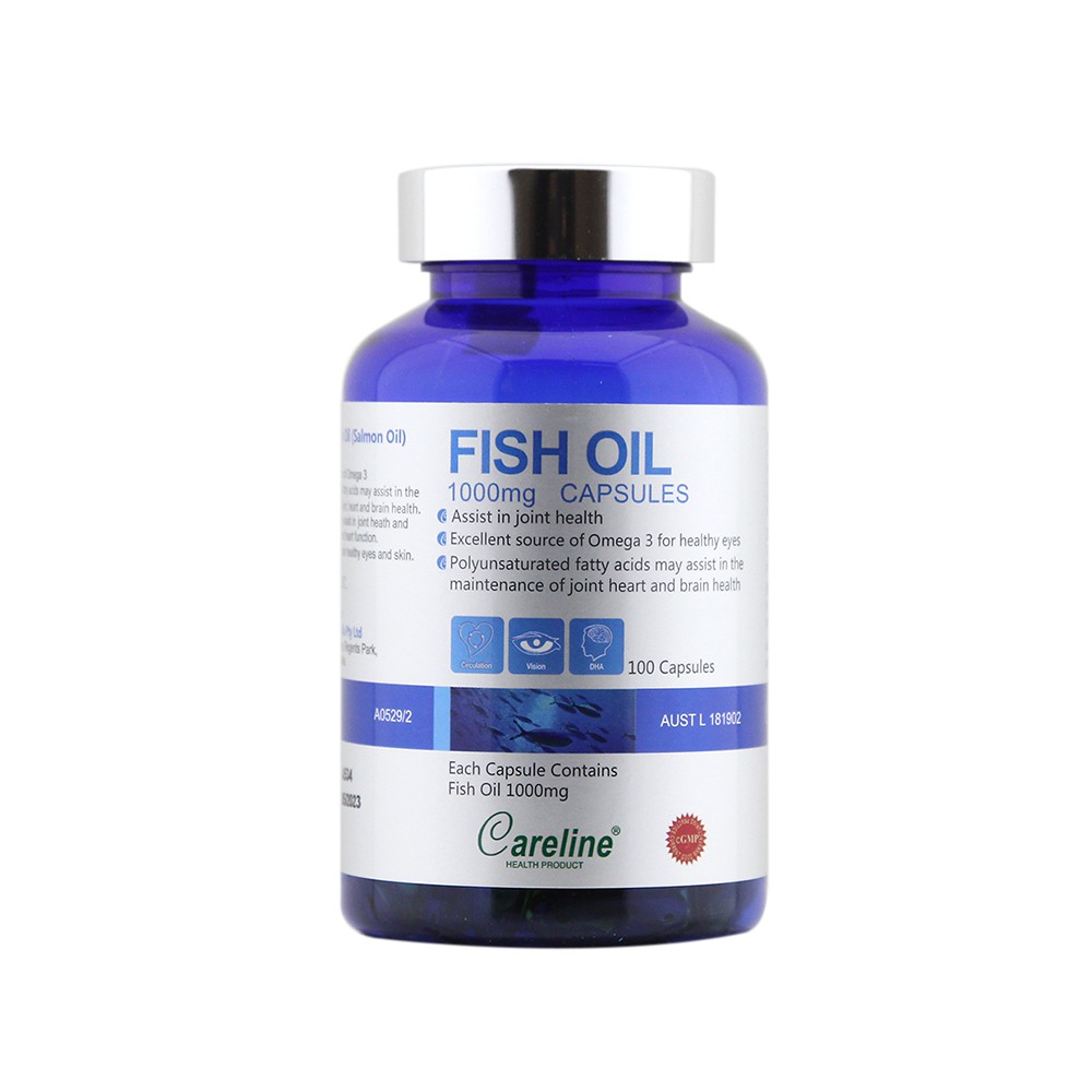 Viên Uống Dầu Cá Hồi Bổ Sung Omega-3 Tăng Cường Sức Khoẻ Careline Fish Oil (Salmon Oil) 100 viên