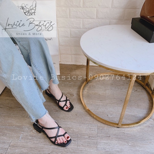 LOVIIEBASICS - SANDAL QUAI MẢNH XỎ NGÓN - SANDAL XỎ NGÓN NỮ ĐẾ BỆT - SANDAL NỮ DÂY MẢNH - SANDAL ĐẾ VUÔNG 3 PHÂN S200612