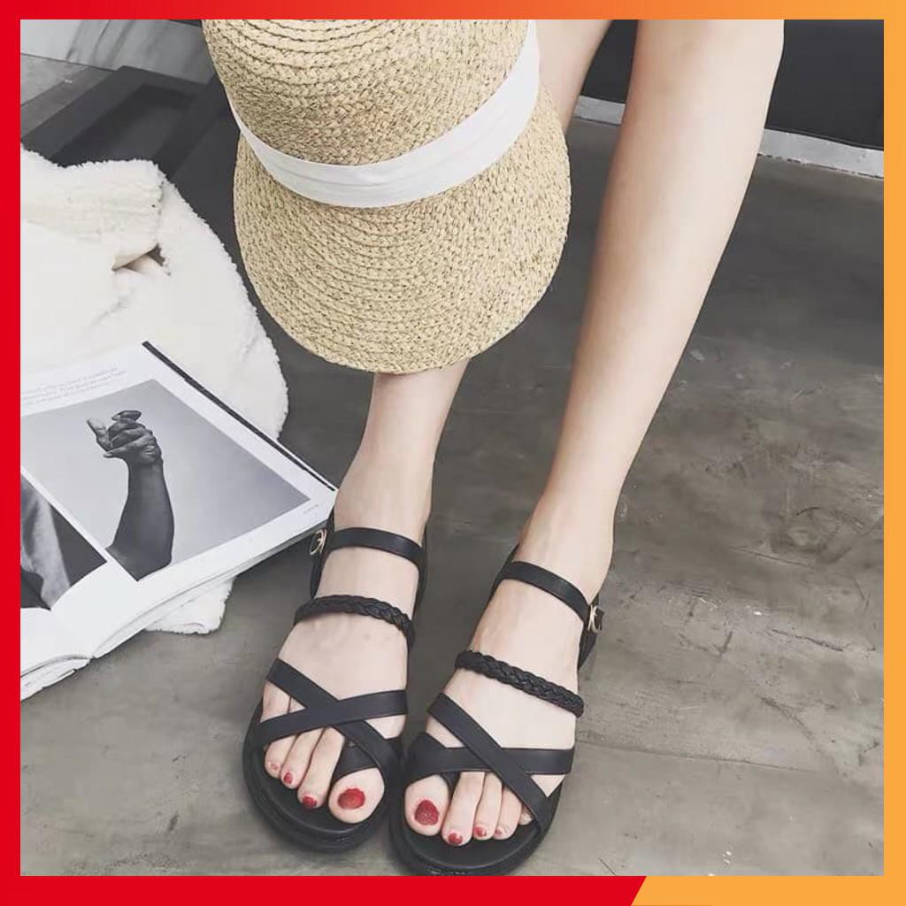 Giày sandal xỏ ngón quai gài đế dày 2cm (hình thật)