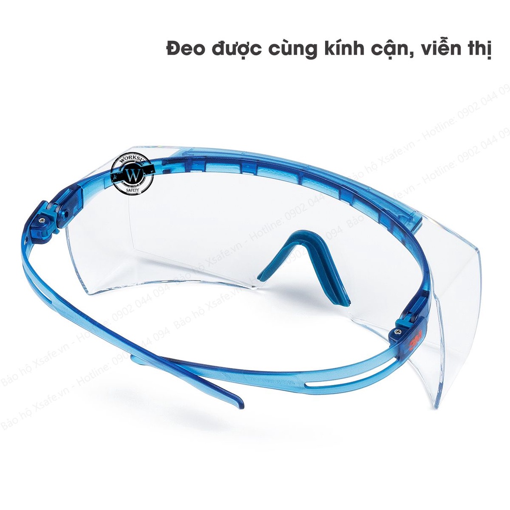 Kính bảo hộ 3M SF3701ASGAF-BLU kính Super OTG đeo ngoài kính cận, chống hơi nước, chống trầy xước vượt trội - Chính hãng