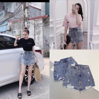 Bán sỉ chân váy bò rách cá tính mhth090