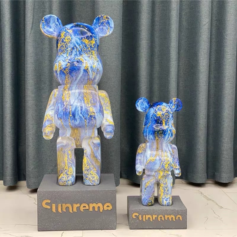 Tượng gấu bearbrick xanh vẩy sơn siêu đẹp