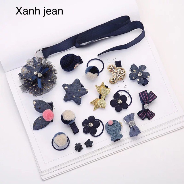 Set Hộp Quà Tặng Dây Cột Tóc Và Kẹp 18 Chi Tiết Cho Bé