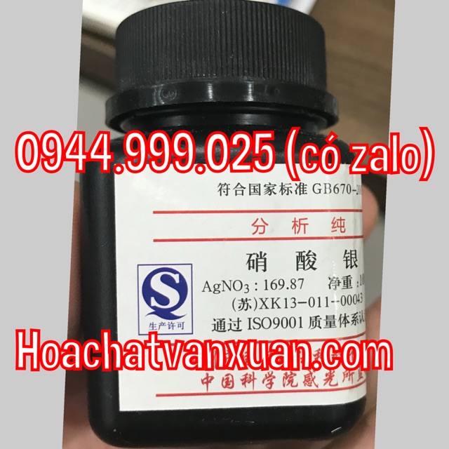 Hoá chất bạc nitrat silver nitrate AgNO3 99.98% lọ 100g