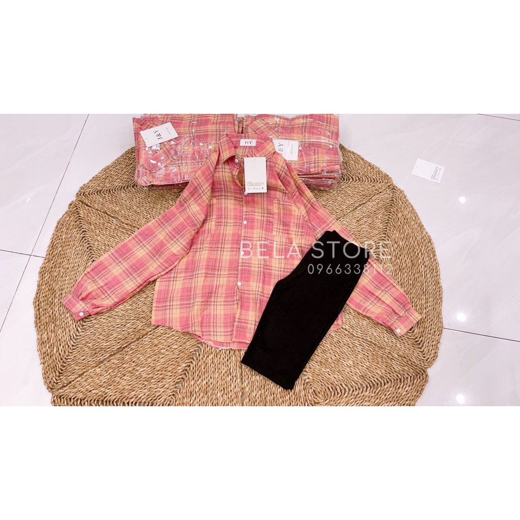 SÉT ÁO SƠMI CARO QUẦN LEGGIN NGẮN-DÀI (Video, ảnh thật)