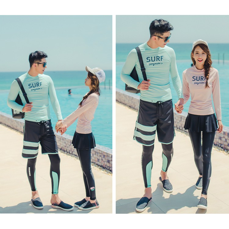 Đồ bơi đôi nam nữ dài tay quần dài phong cách Hàn Quốc màu Pastel nhã nhặn - Hàng nhập khẩu | BigBuy360 - bigbuy360.vn