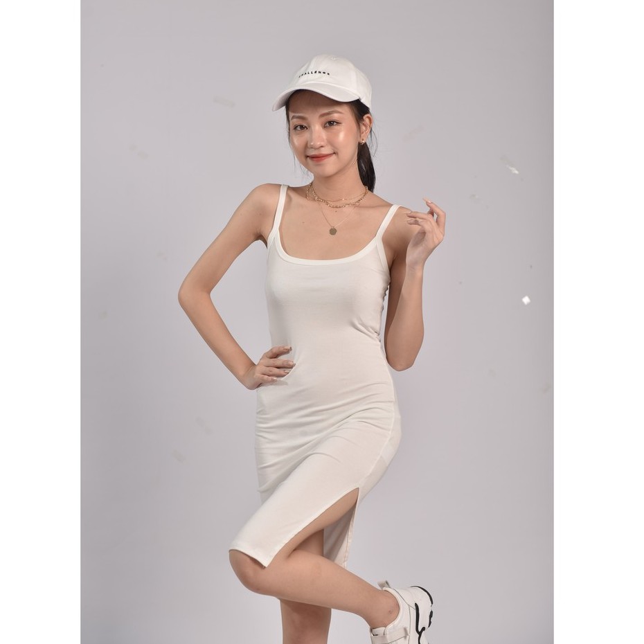 Váy đầm body 2 dây dáng ôm iLEFT xẻ tà, cổ vuông, hở lưng sexy V001