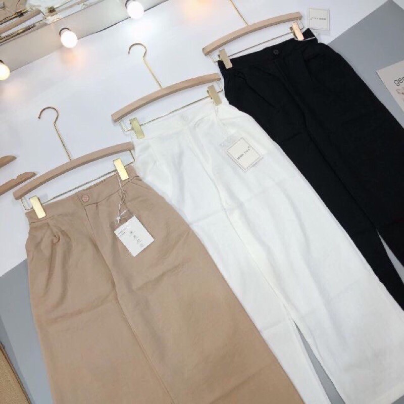 Quần ống rộng culottes dáng lỡ chất đũi