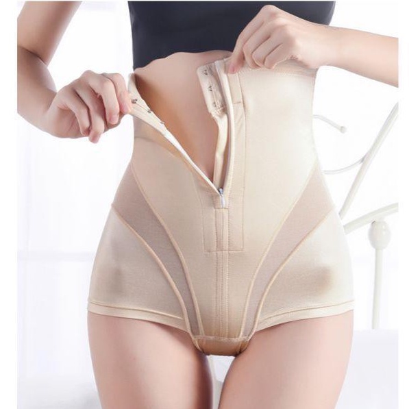 Quần gen nịt bụng dạng thun lưới kéo khóa định hình cạp cao tôn dáng giảm mỡ nâng mông chất liệu su mát lạnh Angola