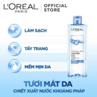 Nước tẩy trang cho mọi loại da L'Oreal Paris 3-in-1 Micellar Water 400ml