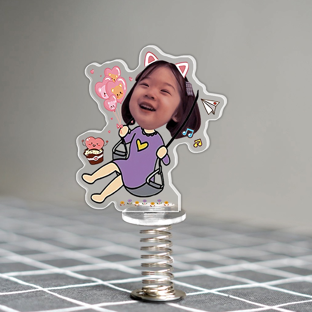 Standee lò xo lắc lư đáng yêu trong suốt đế dính trang trí in theo yêu cầu chibi