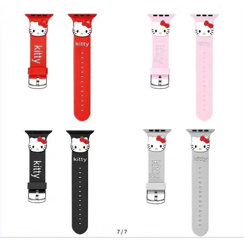 Dây đeo silicone họa tiết mèo Hello Kitty cho Apple Watch 1 2 3 4 cỡ 38-44mm