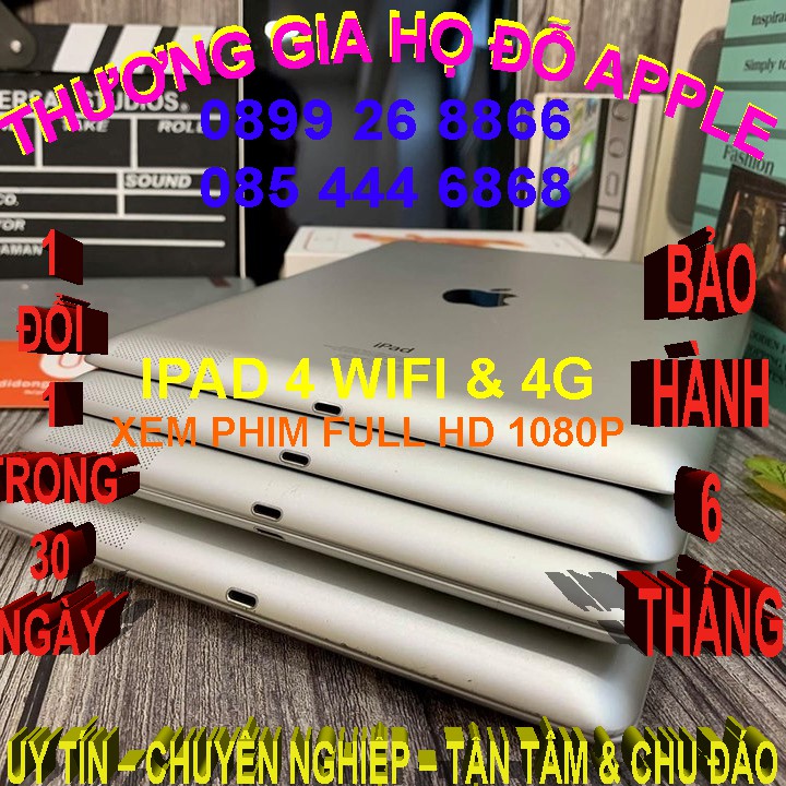 Máy tính bảng iPad 4 chính hãng Apple bản Wifi & 4G đủ màu sắc và bộ nhớ giao hàng toàn quốc free (Nhớ dùng mã VC free)